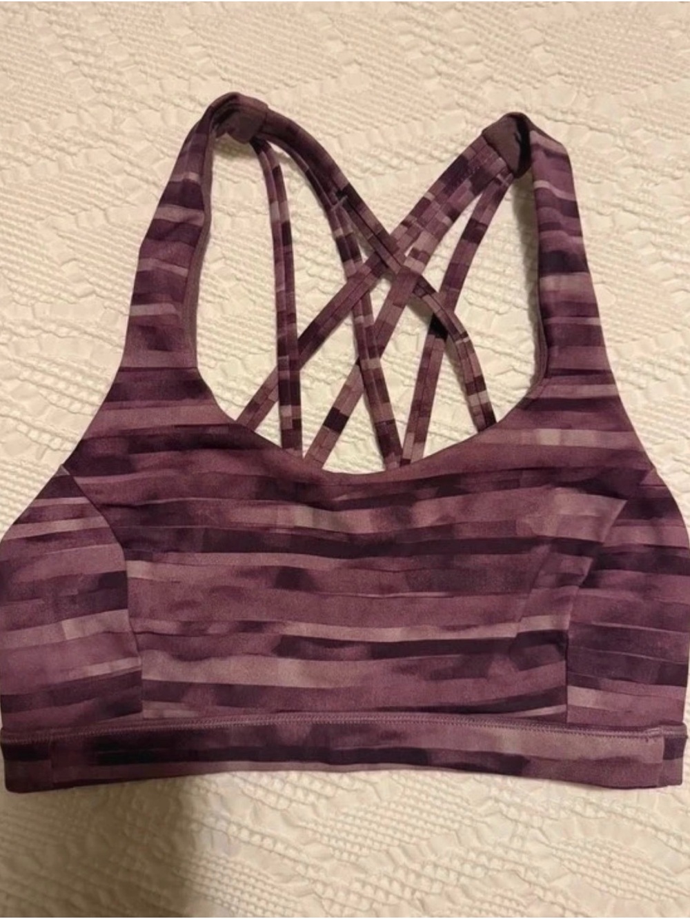lululemon athletica Purple Striped Crisscross-Back Sports Bra